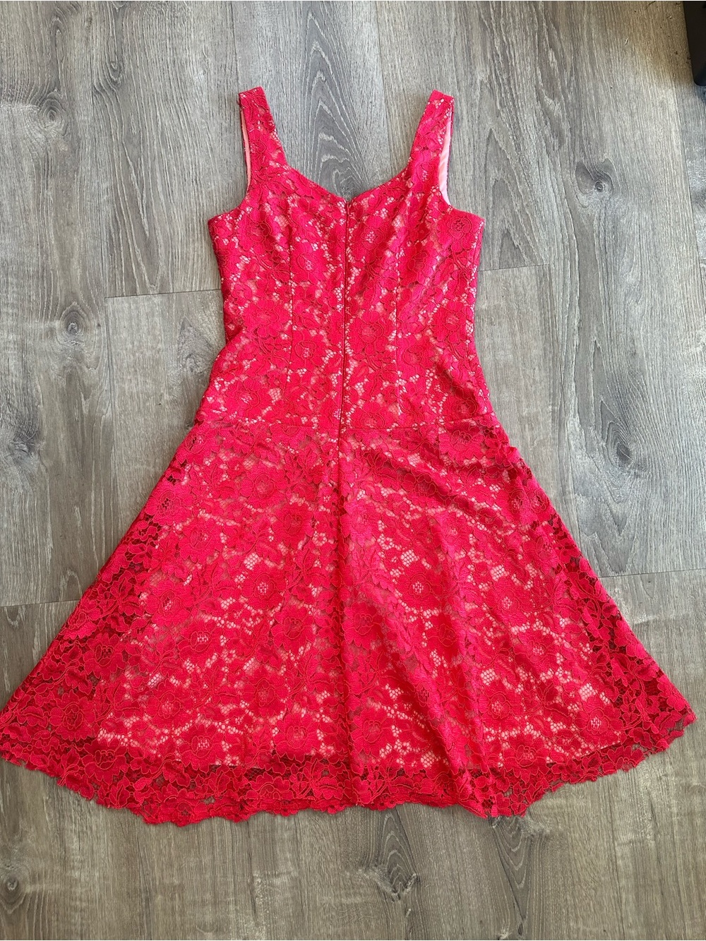 Black Label Red Lace Fit-and-Flare Midi Dress